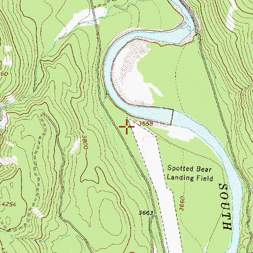 Topographic Map of Spotted Bear USFS Airport, MT
