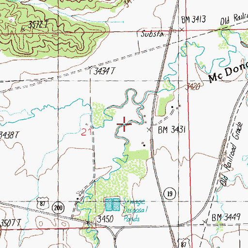 Topographic Map of North Fork McDonald Creek, MT