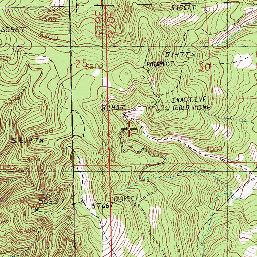 Topographic Map of Whisky Gulch Mine, MT