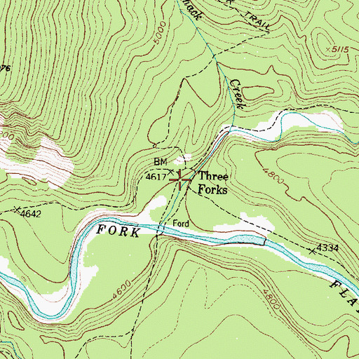 Topographic Map of Three Forks Pack Bridge, MT