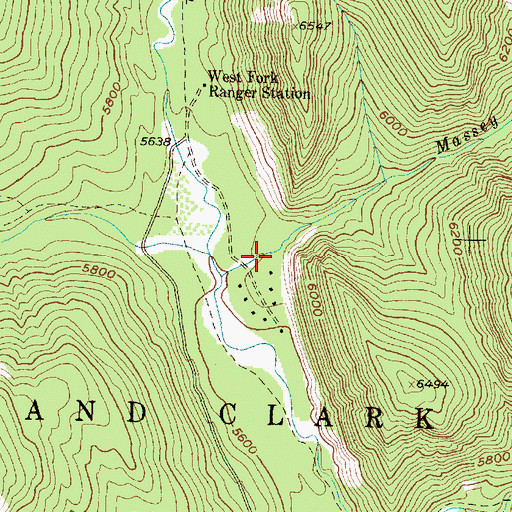 Topographic Map of West Fork Teton Recreation Site, MT
