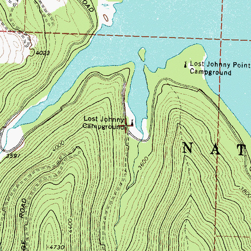 Topographic Map of Lost Johnny Boat Landing, MT