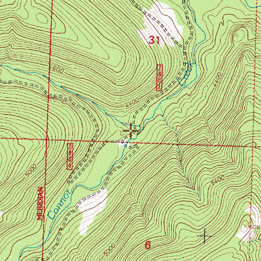 Topographic Map of North Fork Connor Creek, MT