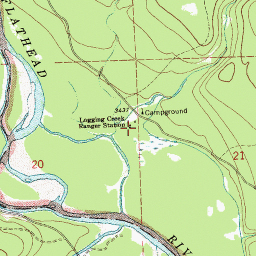 Topographic Map of Adair, MT