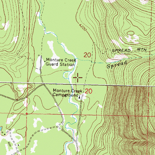 Topographic Map of Monture Creek Recreation Site, MT