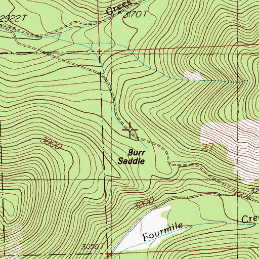 Topographic Map of Burr Saddle, MT