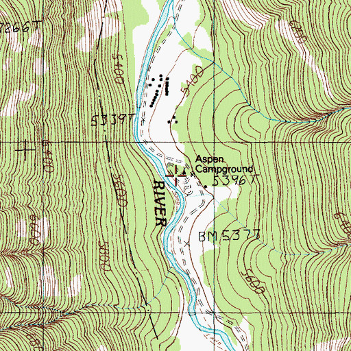 Topographic Map of Aspen Campground, MT