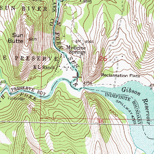 Topographic Map of Klicks Resort, MT