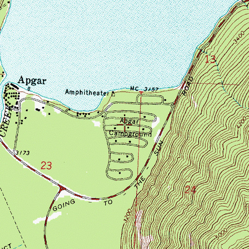 Topographic Map of Apgar Campground, MT