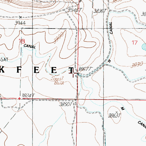 Topographic Map of Badger Fisher Main Canal, MT