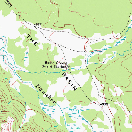 Topographic Map of Basin Creek Guard Station, MT