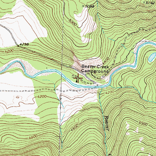 Topographic Map of Beaver Creek Campground, MT