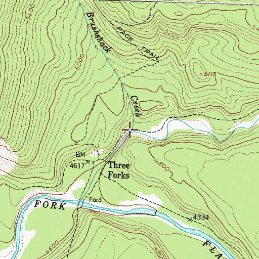 Topographic Map of Brushshack Creek, MT