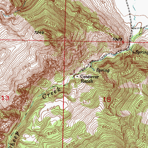Topographic Map of Conover Ranch, MT