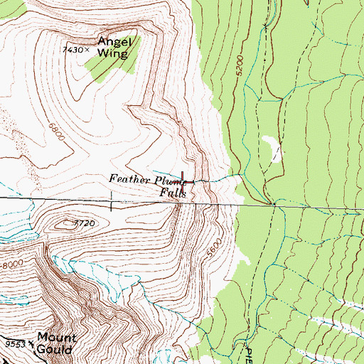 Topographic Map of Feather Plume Falls, MT