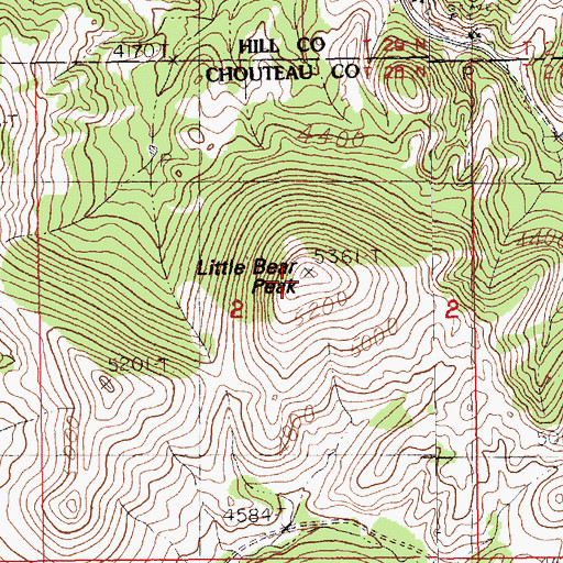Topographic Map of Little Bear Peak, MT