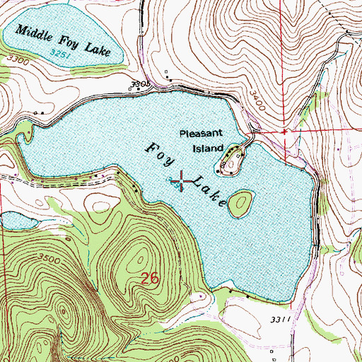 Topographic Map of Foy Lake, MT
