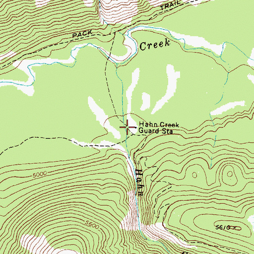 Topographic Map of Hahn Creek Guard Station, MT