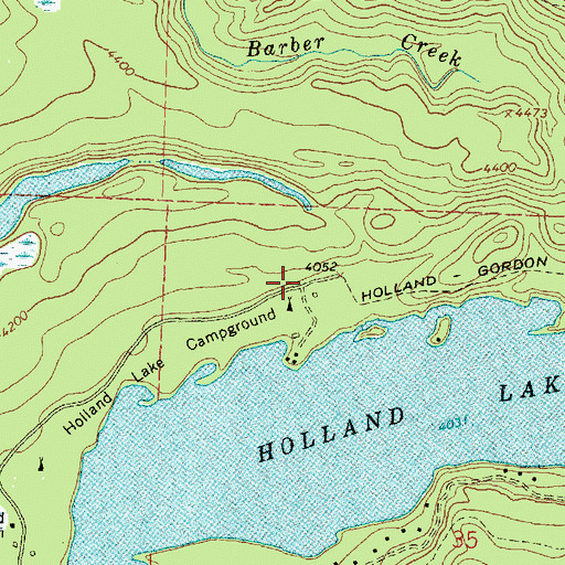 Topographic Map of Holland Lake Campground, MT