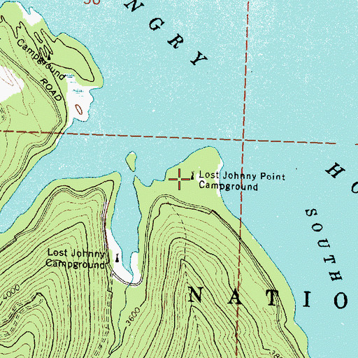 Topographic Map of Lost Johnny Point Campground, MT