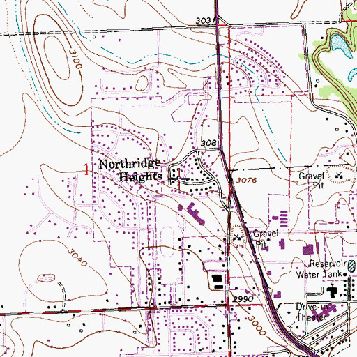 Topographic Map of Northridge Heights, MT
