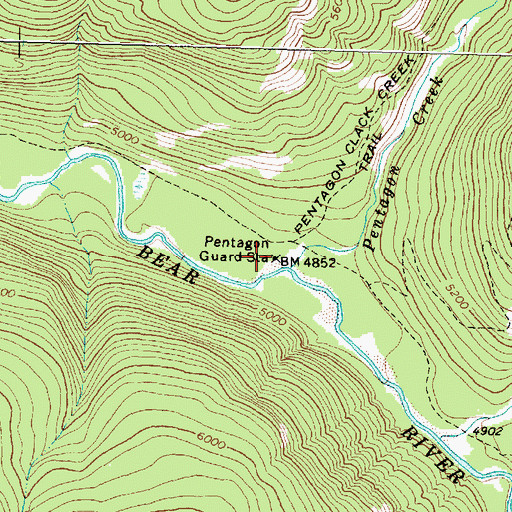 Topographic Map of Pentagon Guard Station, MT