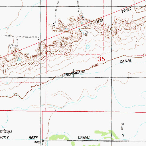 Topographic Map of Birchmeade Canal, MT