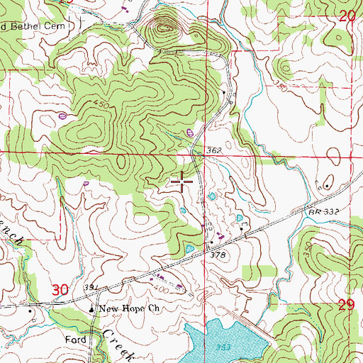Topographic Map of Flat Creek Site Two Reservoir, AR