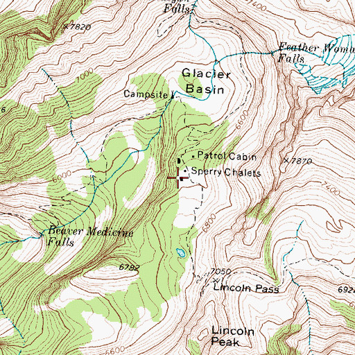 Topographic Map of Sperry Chalets, MT
