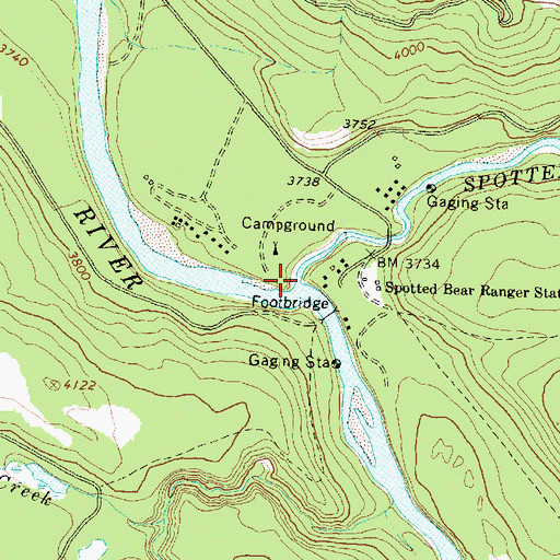 Topographic Map of Spotted Bear River, MT