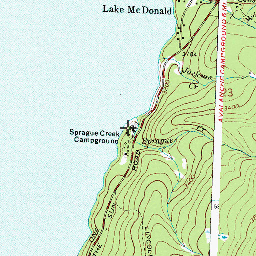 Topographic Map of Sprague Creek Campground, MT