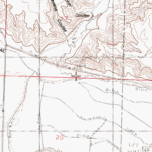 Topographic Map of Swanson Coulee, MT