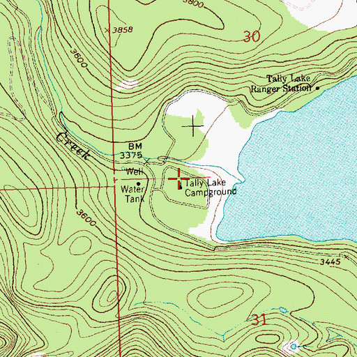Topographic Map of Tally Lake Campground, MT