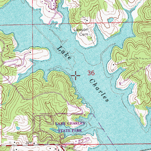Topographic Map of Lake Charles, AR