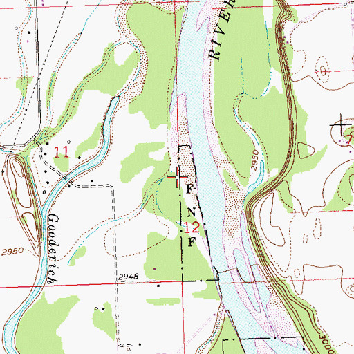 Topographic Map of Pressentine Bar Fishing Access, MT