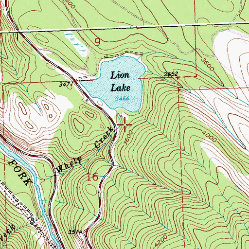Topographic Map of South Lion Lake Campground, MT