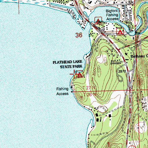 Topographic Map of Wayfarers Campground, MT