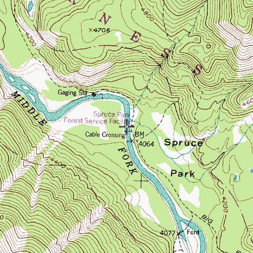 Topographic Map of Spruce Park Forest Service Facility, MT