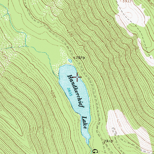 Topographic Map of Handkerchief Lake Campground, MT
