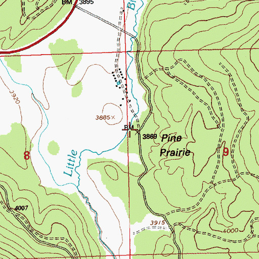 Topographic Map of Pine Prairie, MT