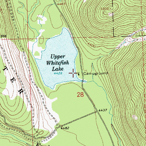 Topographic Map of Upper Whitefish Campground, MT