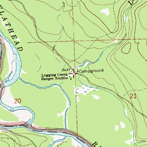 Topographic Map of Logging Creek Campground, MT