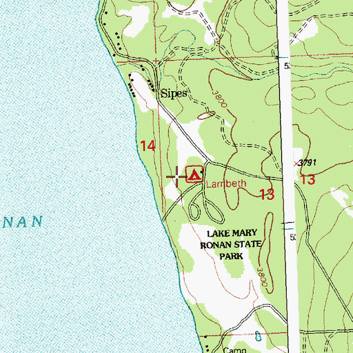 Topographic Map of Lambeth Campground, MT