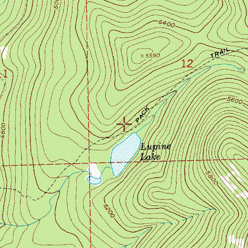 Topographic Map of Lupine Lake Trail, MT