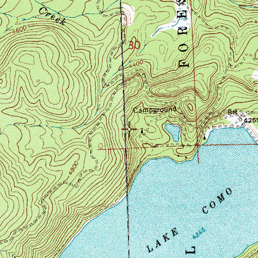 Topographic Map of Lake Como Campground, MT