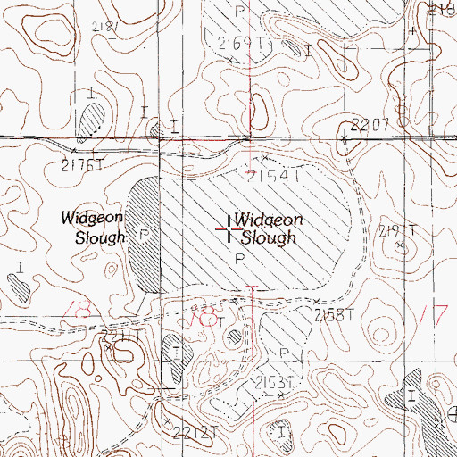 Topographic Map of Widgeon Slough, MT