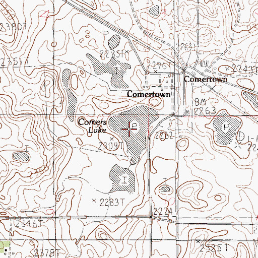 Topographic Map of Comers Lake, MT