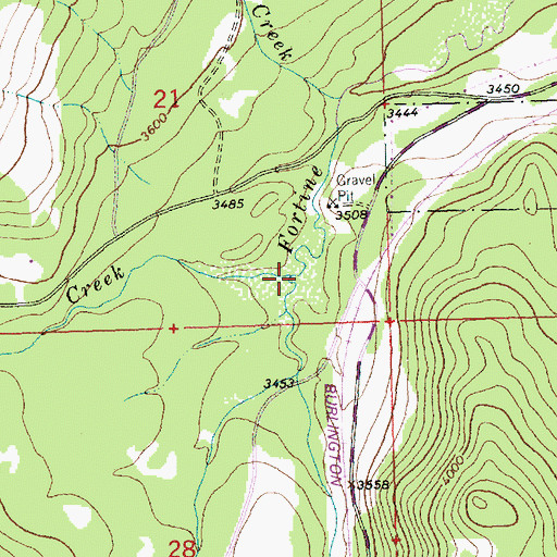 Topographic Map of Swamp Creek, MT