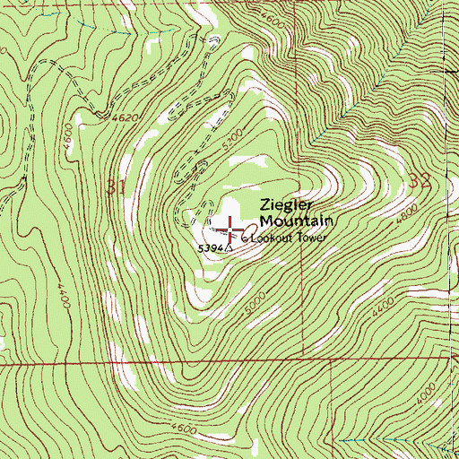 Topographic Map of Ziegler Mountain, MT