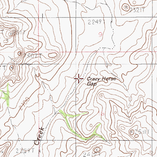Topographic Map of Crazy Horse Gap, MT